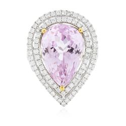 14KT White and Yellow Gold 12.79 ctw Kunzite and Diamond Ring