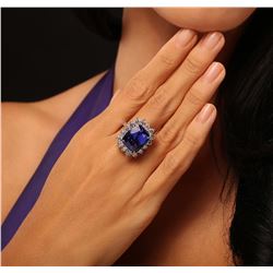 14KT White Gold 16.04 ctw Tanzanite and Diamond Ring