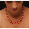 Image 1 : 14KT Rose Gold 77.50 ctw Coral and Diamond Necklace