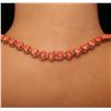 Image 5 : 14KT Rose Gold 77.50 ctw Coral and Diamond Necklace
