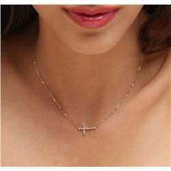 14KT Rose Gold 0.32 ctw Diamond Cross Necklace