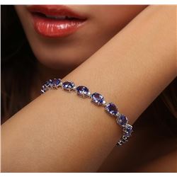 14KT White Gold 16.66 ctw Tanzanite and Diamond Bracelet