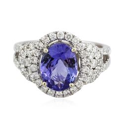 14KT White Gold 2.63 ctw Tanzanite and Diamond Ring