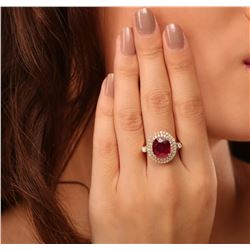 14KT Yellow Gold 4.98 ctw Ruby and Diamond Ring