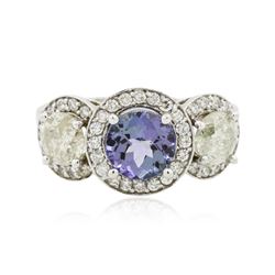 14KT White Gold 1.36 ctw Tanzanite and Diamond Ring