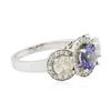 Image 2 : 14KT White Gold 1.36 ctw Tanzanite and Diamond Ring