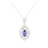 Image 4 : 14KT White Gold 4.20 ctw Tanzanite and Diamond Pendant With Chain