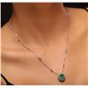 Image 4 : 14KT White Gold 1.18 ctw Emerald and Diamond Necklace