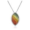 Image 3 : 14KT White Gold 7.72 ctw Multi-Color Sapphire and Diamond Pendant With Chain