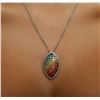 Image 6 : 14KT White Gold 7.72 ctw Multi-Color Sapphire and Diamond Pendant With Chain