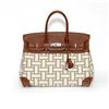 Image 3 : Authentic Vintage Hermes 35cm Birkin Bag in Two-Tone Canvas Barenia with Palladi