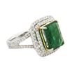 Image 4 : 14KT Two-Tone Gold 4.90 ctw Emerald and Diamond Ring