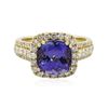 Image 3 : 14KT Yellow Gold 3.71 ctw Tanzanite and Diamond Ring