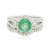 Image 1 : 14KT White Gold 1.43 ctw Emerald and Diamond Wedding Ring Set