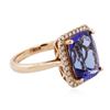 Image 2 : 14KT Rose Gold 5.68 ctw Tanzanite and Diamond Ring