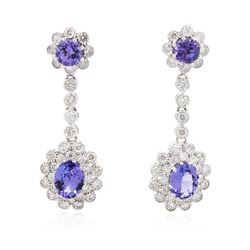 14KT White Gold 3.22 ctw Tanzanite and Diamond Earrings