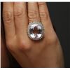 Image 2 : 14KT Yellow Gold GIA Certified 9.79 ctw Kunzite and Diamond Ring