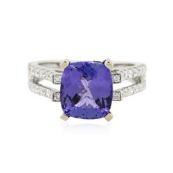 18KT White Gold 3.95 ctw Tanzanite and Diamond Ring