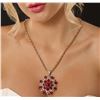 Image 1 : 14KT Yellow Gold 34.26 ctw Ruby & Diamond Pendant with Chain