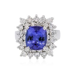 14KT White Gold 4.33 ctw Tanzanite and Diamond Ring