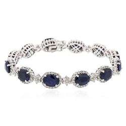 14KT White Gold 18.36 ctw Sapphire and Diamond Bracelet