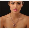 Image 1 : 14KT Rose Gold GIA Certified 42.81 ctw Morganite and Diamond Necklace