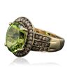 Image 2 : 14KT Yellow Gold 5.49 ctw Peridot and Brown Diamond Ring