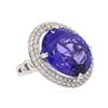 Image 2 : 18KT White Gold GIA Certified 30.19 ctw Tanzanite and Diamond Ring