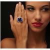 Image 3 : 18KT White Gold GIA Certified 30.19 ctw Tanzanite and Diamond Ring