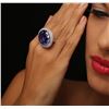 Image 4 : 18KT White Gold GIA Certified 30.19 ctw Tanzanite and Diamond Ring