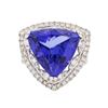 Image 3 : 18KT White Gold GIA Certified 15.23 ctw Tanzanite and Diamond Ring