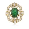 Image 1 : 14KT Yellow Gold 3.03 ctw Emerald and Diamond Ring