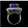 Image 8 : 14KT White Gold GIA Certified 20.40 ctw Tanzanite and Diamond Ring