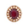 Image 3 : 14KT Rose Gold 5.47 ctw Ruby and Diamond Ring