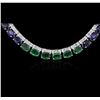 Image 4 : 14KT White Gold 57.60 ctw Sapphire, Emerald and Diamond Necklace