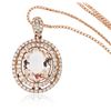 Image 2 : 14KT Rose Gold 3.30 ctw Morganite and Diamond Pendant With Chain