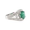 Image 4 : 14KT White Gold 1.65 ctw Emerald and Diamond Ring