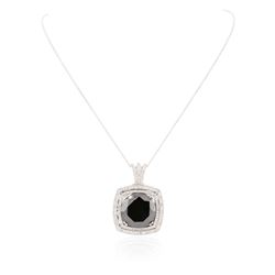 14KT White Gold 28.62 ctw Black Diamond Pendant With Chain