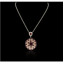 14KT Yellow Gold 35.13 ctw Ruby and Diamond Pendant With Chain