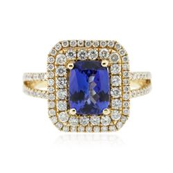 14KT Yellow Gold 1.80 ctw Tanzanite and Diamond Ring