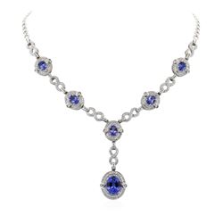 14KT White Gold 14.01 ctw Tanzanite and Diamond Necklace