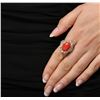 Image 5 : 14KT Yellow Gold 7.55 ctw Coral and Diamond Ring