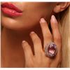 Image 5 : 14KT Rose Gold 39.46 ctw GIA Certified Kunzite and Diamond Ring