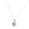Image 7 : 14KT White Gold 0.80 ctw Sapphire and Diamond Pendant With Chain