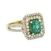 Image 4 : 14KT Yellow Gold 1.26 ctw Emerald and Diamond Ring