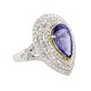 Image 2 : 14KT Two-Tone Gold 5.47 ctw Tanzanite and Diamond Ring