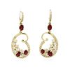 Image 3 : 14KT Yellow Gold 2.60 ctw Ruby and Diamond Earrings