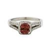 Image 3 : 14KT White Gold 1.56 ctw Orange Sapphire and Diamond Ring