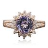 Image 3 : 14KT Rose Gold 1.63 ctw Tanzanite and Diamond Ring