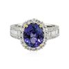 Image 3 : 14KT White Gold 3.03 ctw Tanzanite and Diamond Ring